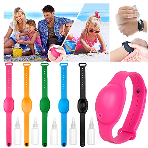 HINZER 5PCS Adult Kids Hand Gel Storage Wristband Dispenser with Squeeze Bottle