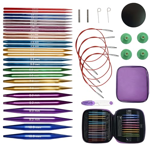 13 Pairs Interchangeable Circular Knitting Needles Set with 4 Cables,