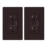 Vista 28 de ELEGRP Cargador USB de pared, receptáculo USB con puertos USB tipo A y tipo C, enchufe dúplex de 15 amperios resistente a manipulaciones NEMA 5-15R