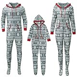 Lomelomme Hoodie Jumpsuit Familie Pyjama Set kKuschelige Schlafoverall Nachtwäsche Eltern Kind Onesie Anzug Herren Damen Kinder Junge Mädchen Einteiler Overall Winter Weihnachten