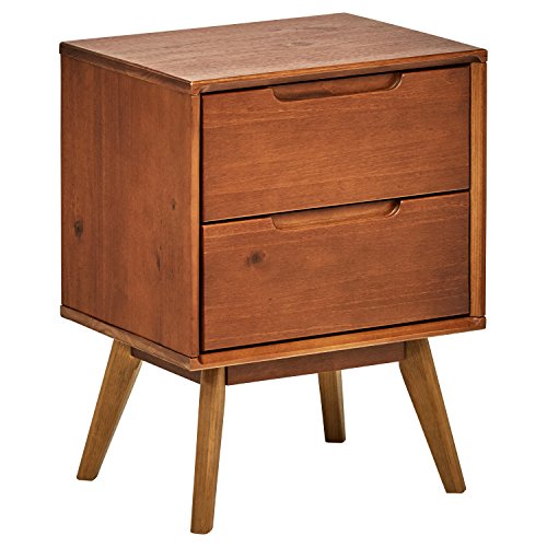 Amazon Brand â€“ Rivet Mid-Century Stark 2-Drawer Nightstand, 24"H, Walnut