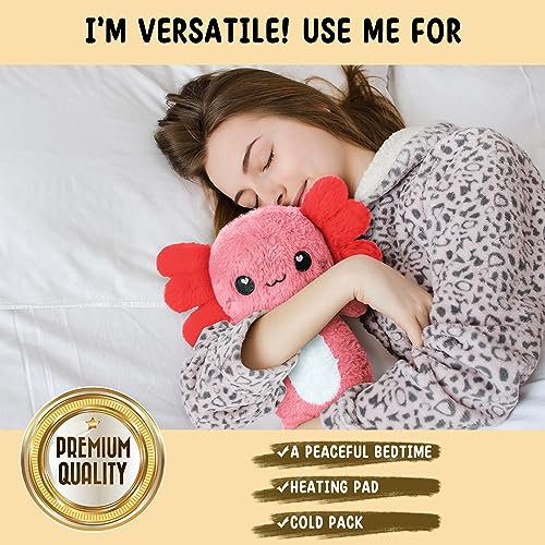 Image of Axolotl Microwavable Unscented Heating Pad for Women and Kids- Cute Soft Cozy Pillow Plush Heatable Warm Stuffed Animals - Kawaii Hot and Cold Plushie Food Toy - Axolotl Gifts for Girls and Boys
