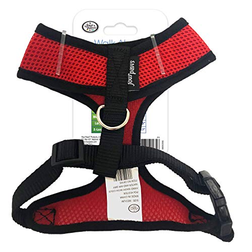 Image of Four Paws Walk-About Comfort Control No-Pull Harness for Dogs, Adjustable Soft Padded Breathable Air Mesh Dog Vest for Walking, Red, Medium