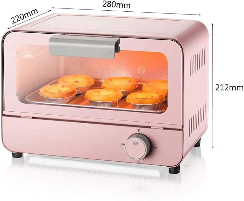 Forno tostapane, Mini Friggitrice Ad Aria Da 9 Litri, Temperatura Regolabile 50-230 ℃ E Timer 30 Minuti Cottura Domestica for Torte Multifunzionale A Convezione Controsoffitto Tostapane(Pink)