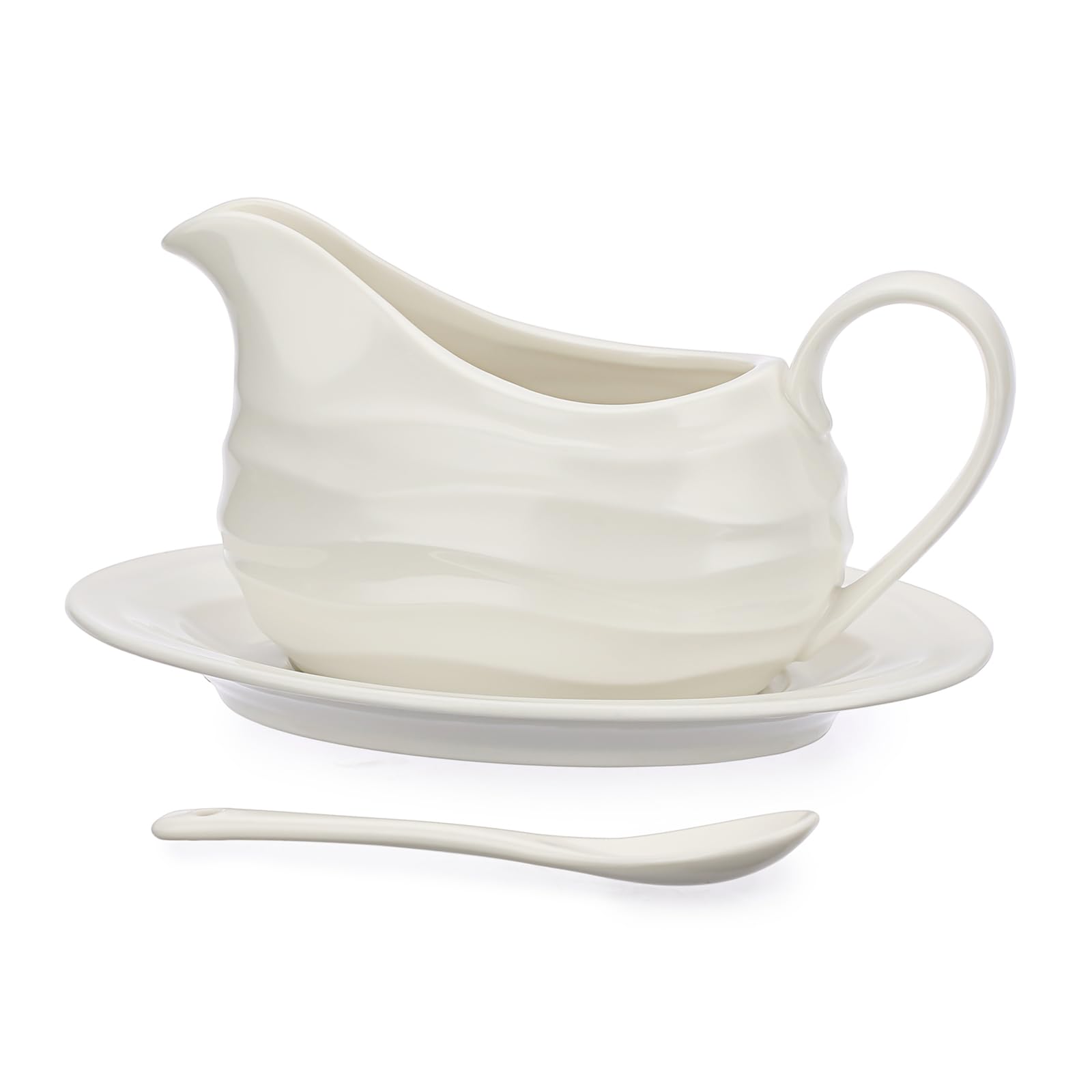 MALACASA 14 Oz Gravy Boat With Saucer Stand, Djibouti