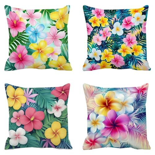 Housse coussin 50x50 impression recto verso fleurs colorées - 2