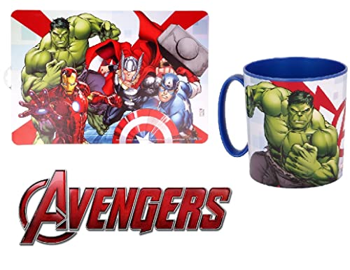 Set de table simple, plastifié, dessous de plat pour enfants, 43 x 28 cm (Superhéros Avengers)