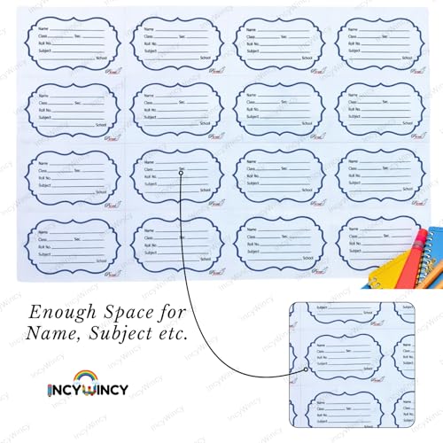 Image of Name Stickers for Notebooks & Books - Pack of 64 Durable Labels | School Stationery Essentials | Name Slips & Book Labels (Formal)