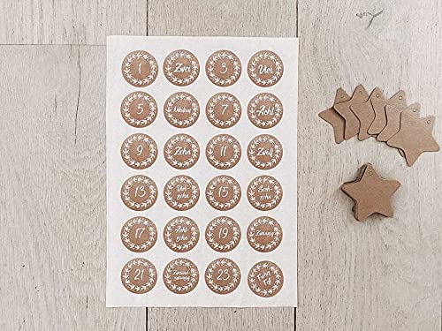 Glückspilz Adventskalender zum selber Befüllen, große Beutel, wiederverwendbarer Weihnachtskalender aus Stoff, XL Beige