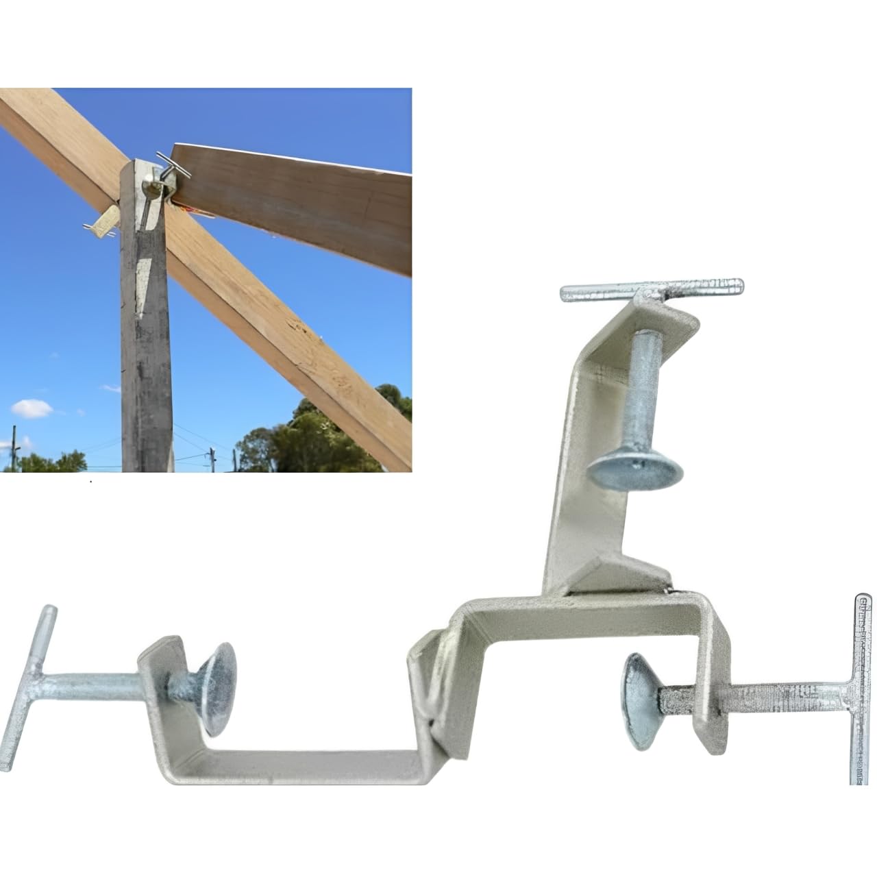 Sizi Silver 2Pack 3 Way Timber Clamps Adjustable For Bricklaying Zinc Profiles Clamp Setting Out Brick Laying 38 X 38Mm To 76 X 76Mm