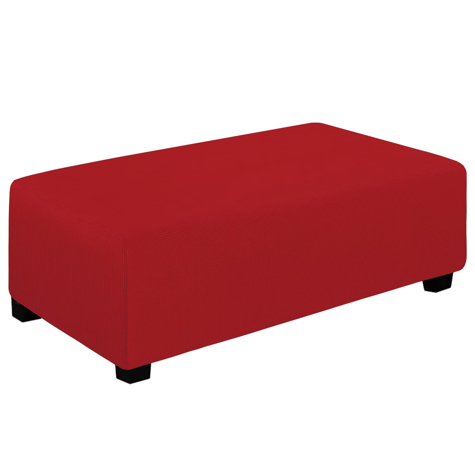 Easy-Going Stretch Ottoman Cover Folding Storage Stool Furniture Protector Soft Rectangle Slipcover with Elastic Bottom (Ottoman XX-Large, Christmas Red)