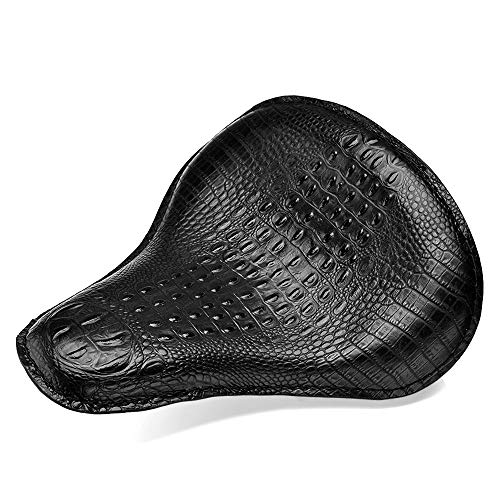 Asiento individual de cuero cocodrilo para moto custom bobber negro