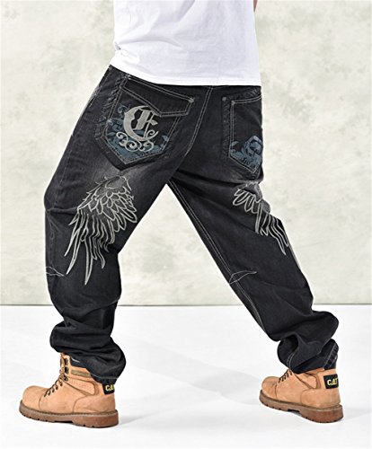 Men's Hip Hop Punk Rock Retro Baggy Embroidery Jeans Pants2