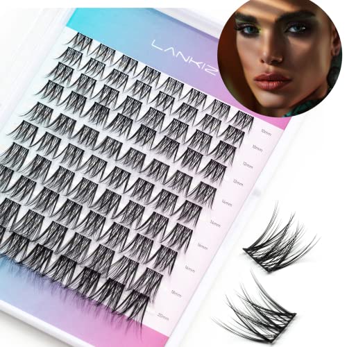 LANKIZ DIY Wimpernverlängerung, Wimperncluster Einzelne Wimpernverlängerungen, 80 Cluster, weich und leicht, 10-20 mm Mix Resuale Wide Band Cluster Lashes für den Heimgebrauch (Hybrid) Cover