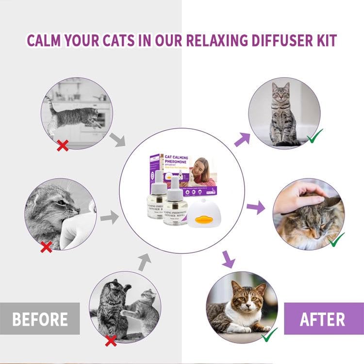 ELVIAN Advanced Cat Calming Diffuser Refills – 60-Day Pheromone Strength Formula, Effective Stress & Anxiety Relief for Cats, Helps with Scratching, Spraying, Loud Noises & Behavior Issues - image 7