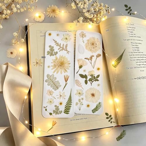 yuboo 98Pcs White Pressed Flowers for Resin, Summer Dried Flower Bulk, Ideal Birthday, Baby Shower Decorations Gift for DIY Crafts, Scrapbooking, Can and Wedding Invitation Decoration — view 3