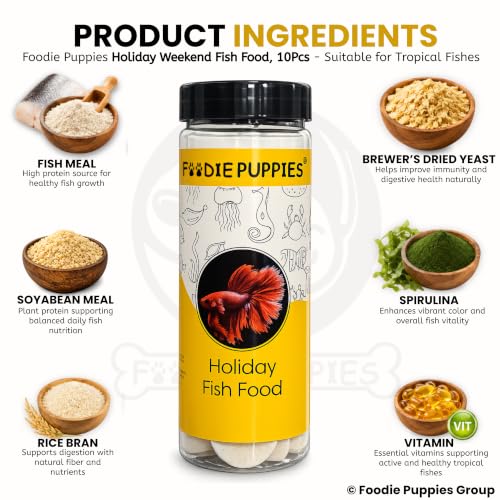 Image of Foodie Puppies Weekend Pack Fish Food - 50 Blocks Slow-Dissolving | 3-Day Feeding Supplement for Tropical & Coldwater Aquarium Fish | Convenient Food for Weekends