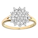 Naava Women's Diamond Cluster Ring, 9 ct Yellow Gold, 1/4 ct Total Diamond Weight