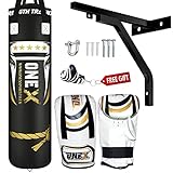 Saco de boxeo pesado relleno de 4 pies, cuero Maya Hide con guantes, soporte de pared, correas para colgar, etc. artes marciales mixtas, kickboxing, fitness, gimnasio, hogar