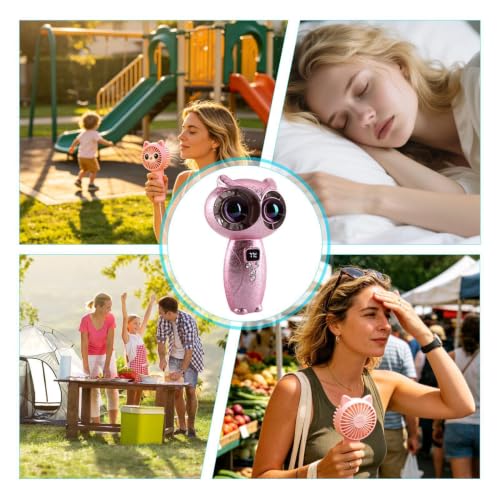 Mini ventilador de búho recargable con 100 velocidades y pantalla 5