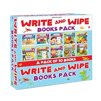 Write and Wipe Books Pack of 10 Titles for Kids Age 2–4 | Reusable Wipe ...