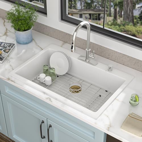 Évier de cuisine granit composite blanc pour simplifier vos repas de famille