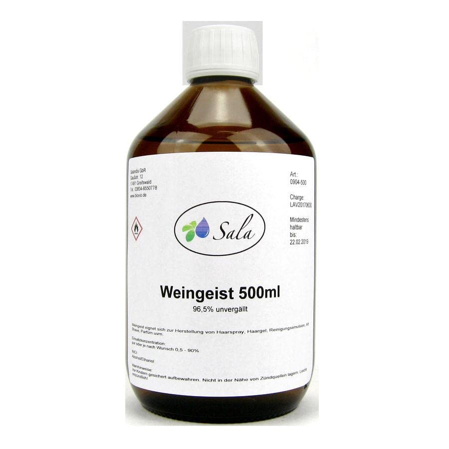 Sala Weingeist Ethanol Alkohol 96 5% unvergällt 500 ml Glasflasche