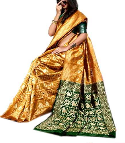 Generic yellow patola silk saree – image 4