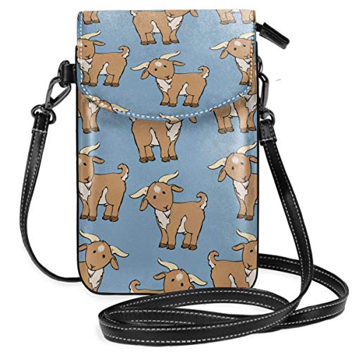 Preisvergleich Produktbild Niedliche Ziege kleine Crossbody Handy Geldbörse Tasche Smartphone Geldbörse Geldbörse mit abnehmbarem Gurt