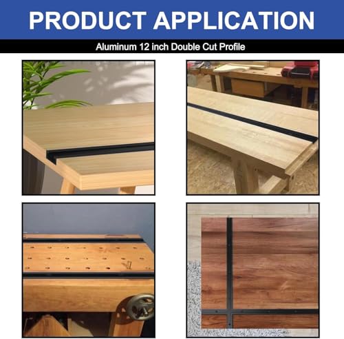 iMetrx 305mm T-Schiene T-Nut Gehrungsschiene Alu Doppelschnittprofil 4 Pcs Schwarz mit Schrauben für Holzbearbeitung Frästisch