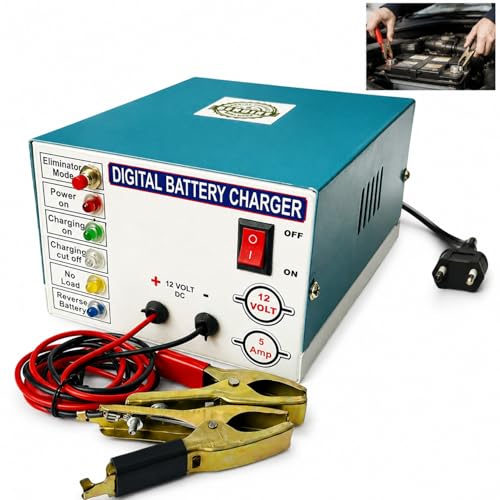 ELISBURRY Heavy Duty Volt Amp Battery Charger for Car & Bike - Au...