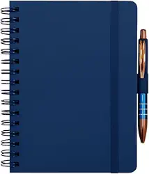 Caderneta Anotações Estilo Wire-o Pautada ou Sem Pauta Caderno Espiral A5 Capa Dura Escolar Trabalho Planejamento Diário (Azul- Pautada)