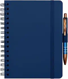 Caderneta Anotações Estilo Wire-o Pautada ou Sem Pauta Caderno Espiral A5 Capa Dura Escolar Trabalho Planejamento Diário (Azul- Pautada)
