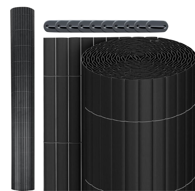 EQ Enjoy Quality PVC Sichtschutzmatte - Sichtschutz Sichtschutzzaun Balkonverkleidung Zaunblende - UV-Beständiger Windschutz für Garten Balkon Terrasse (100 x 300 cm, Antharzit)