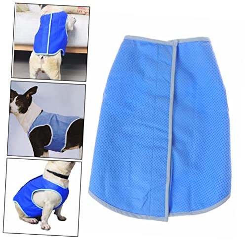 ノーブランド品 1個 犬の冷却ベスト ペット 繁殖 犬タオルローブ 犬用ハーネス小型犬 犬用冷却ジャケット ダックスフンドセーター 犬用クールジャケット 犬にとっての太陽 犬小屋 コート Blue