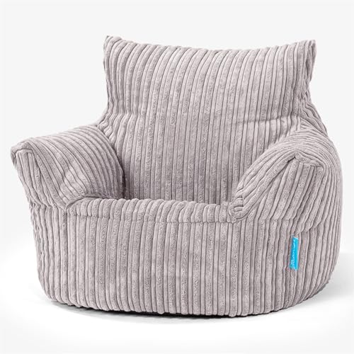 Lounge Pug - CORD - Childrens Armchair - Kids Bean Bags UK - Toddler Chair Beanbag - Aluminium Silver