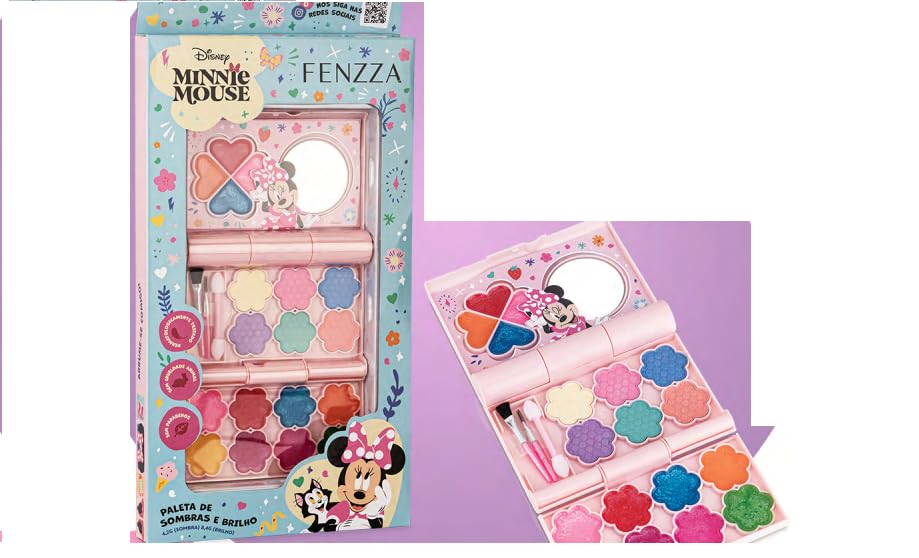 Kit Maquiagem Infantil Minnie Mouse - FENZZA DIS022 - Presente Teen Completo Disney, Estojo...