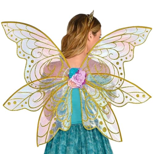 Amscan Party City Adult Fairy Wings for Women, Mythical Glitter Gold - Girls Fantasy Fairy Costume Accessories - Costumes for Halloween, Birthday Parties, Cosplay & Themed Events