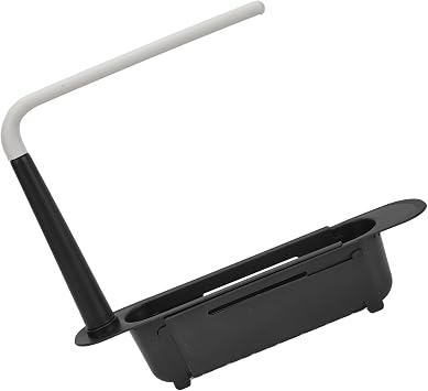 Telescopic Sink Storage Rack, Large Capacity Freely Adjustable Kitchen Organizer, Made of PP Material, Suitable for Daily, Hygienic and with Drainage Holes, Easy to Disassemble (Black)
