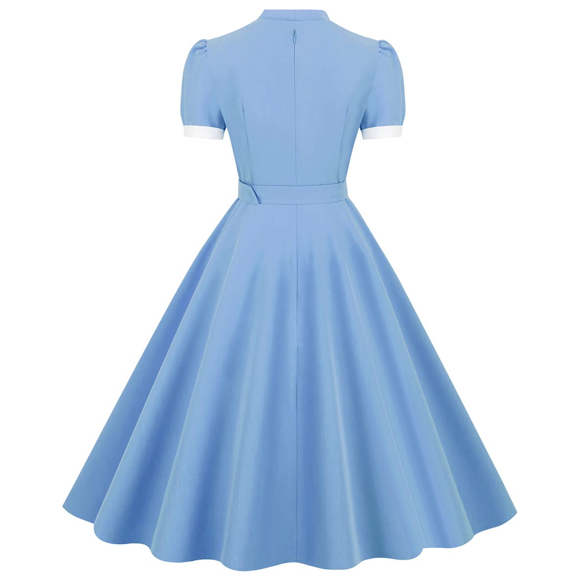 OBEEII Robe Années 50 Pin up Rockabilly Audrey Hepburn Vintage Robe de Soirée Cocktail Cérémonie Anniversaire Bal Fête Rockabilly Swing Manches Courtes