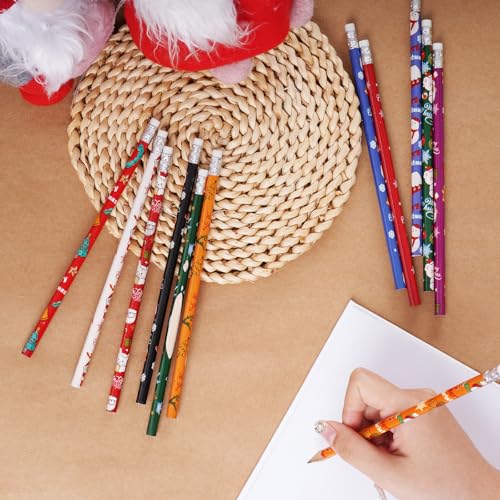 48 lápices navideños de madera con borrador miniatura 5