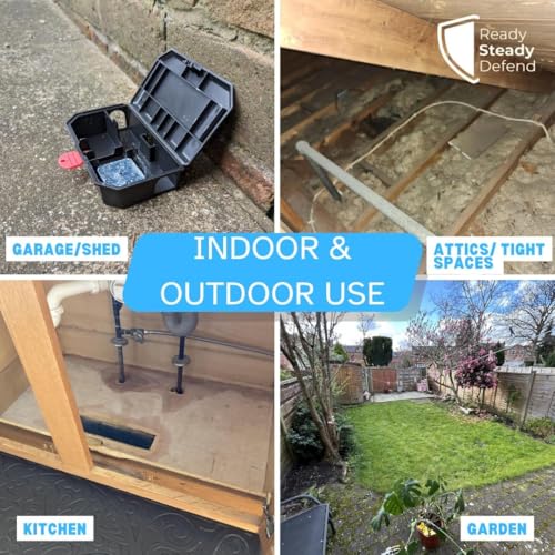 Pre Baited Mouse Boxes (5 x 10g) Effective Indoor Mouse Trap Boxes - Safe Mouse Poisoning Solutions, Convenient Mouse Poison, Ideal Mouse Traps for Indoors, Preloaded Mouse Killer Complete with Key