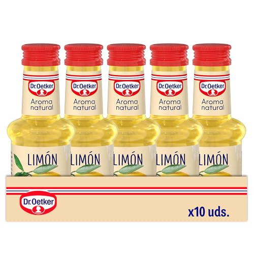 DR. OETKER - Aroma Natural de Limón Pack 10 Uds x 35 ml, Esencial Natural Líquida, para Postres y Batidos, Aroma de Limón a partir de Limones Selectos, Sabor Cítrico