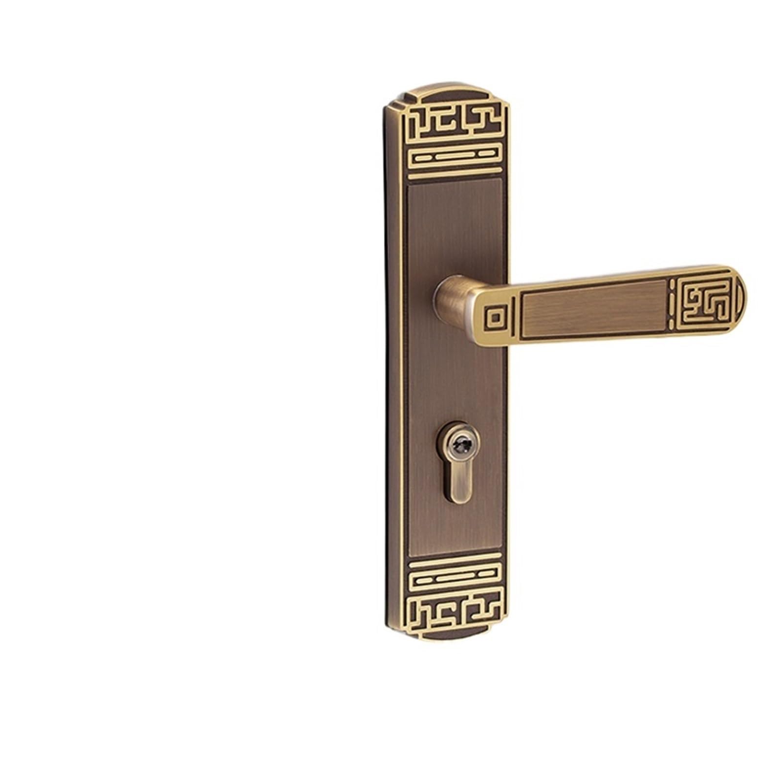 Serrure de porte en cuivre pur et bois massif de luxe rétro pour villa élégante