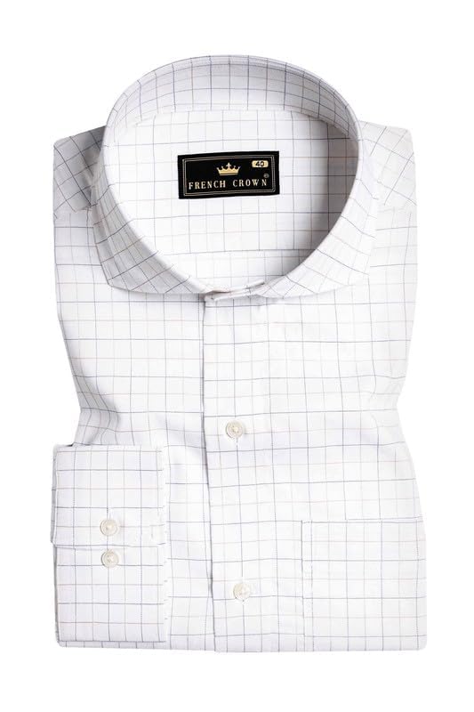 Bright White Checkered Dobby Textured Premium Giza Cotton Shirt-image-37