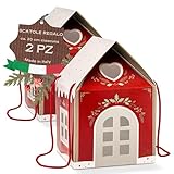 Photo Gallery boxes craftory set da 2 scatole regalo a forma di casa (20 cm x 20 cm x 18 cm) – ideali per regali di natale e confezioni per dolci | rosso con decorazioni natalizie Photo Gallery boxes craftory set da 2 scatole regalo a forma di casa (20 cm x 20 cm x 18 cm) – ideali per regali di natale e confezioni per dolci | rosso con decorazioni natalizie
