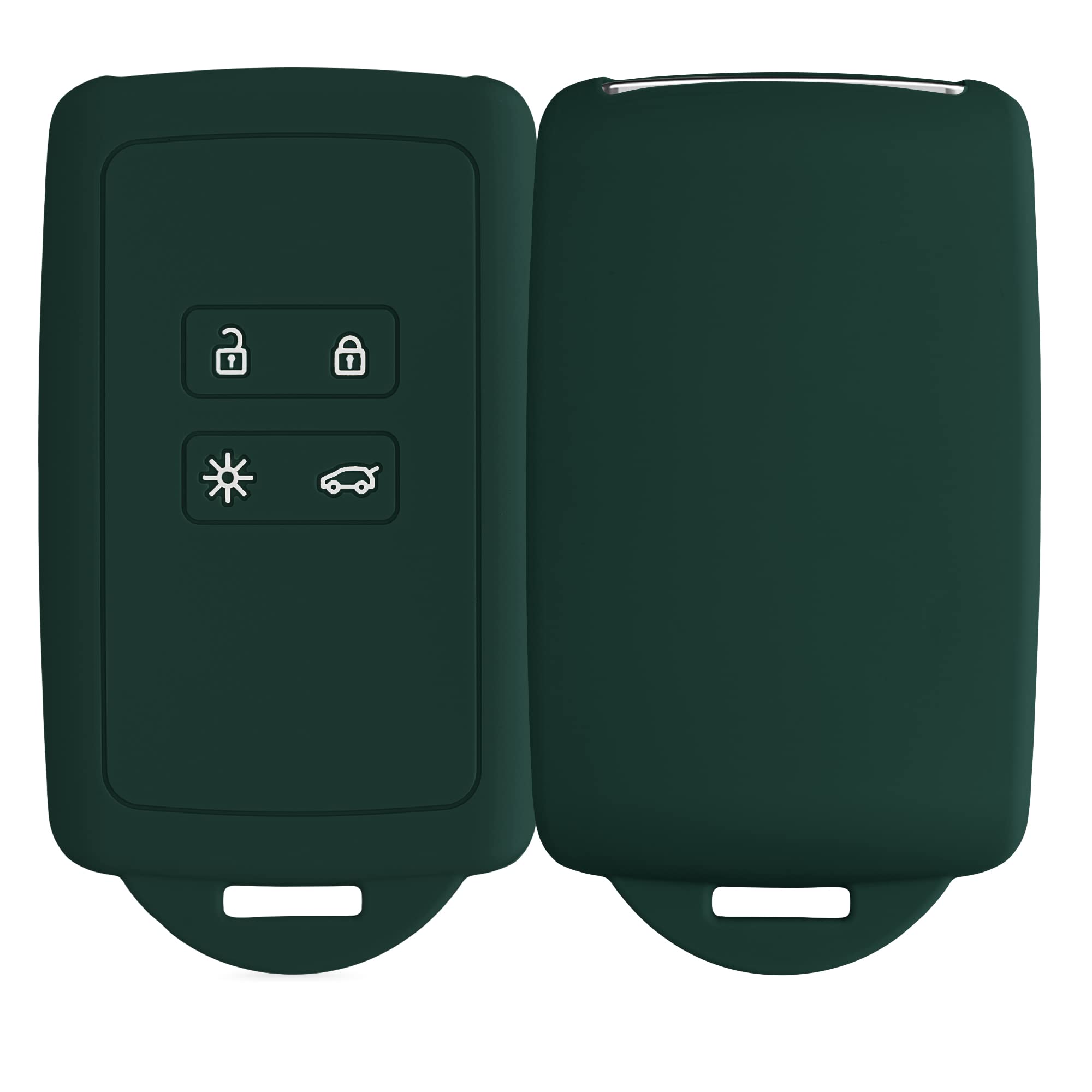 kwmobile Car Key Cover Compatible with Renault 4 Button Car Key Smart Key (only Keyless Go) - Silicone Protective Key Fob Cover with Built-in Eyelet - Pottery Green — view 23