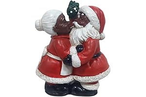 Black MR. and MRS. Claus Kissing Christmas Holiday Ornament