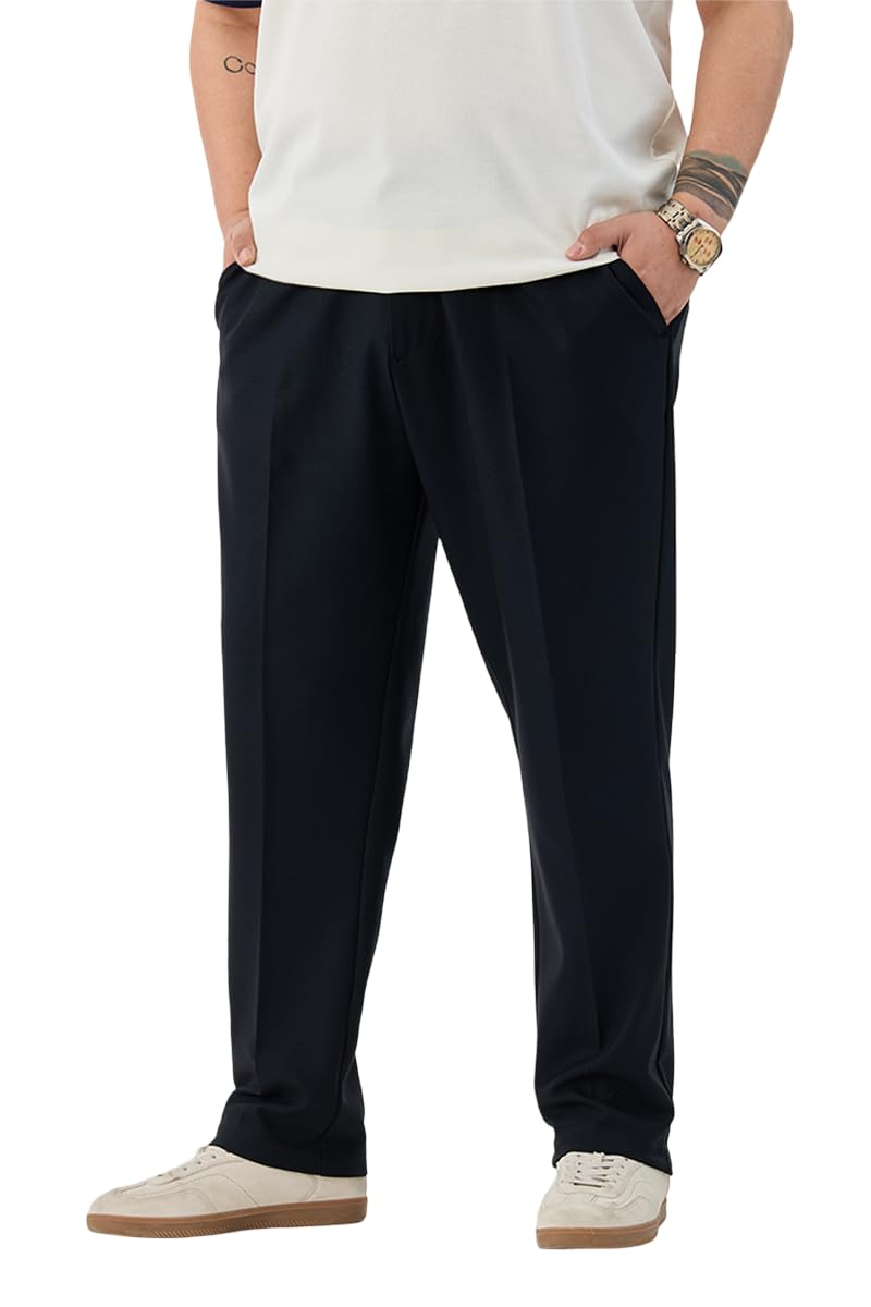 snitch Men Formal Wear Plus Size Trousers | Regular Fit Mid Rise Self-Design Plain Front Style | Polyester Blend Stretchable Fabric for Office & Business Meetings-picture-31