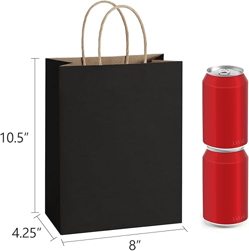 Vista 36 de BagDream 25 bolsas de regalo marrones de 8 x 4.25 x 10.5 pulgadas, papel kraft para regalos, compras al por menor de mercancías de comestibles